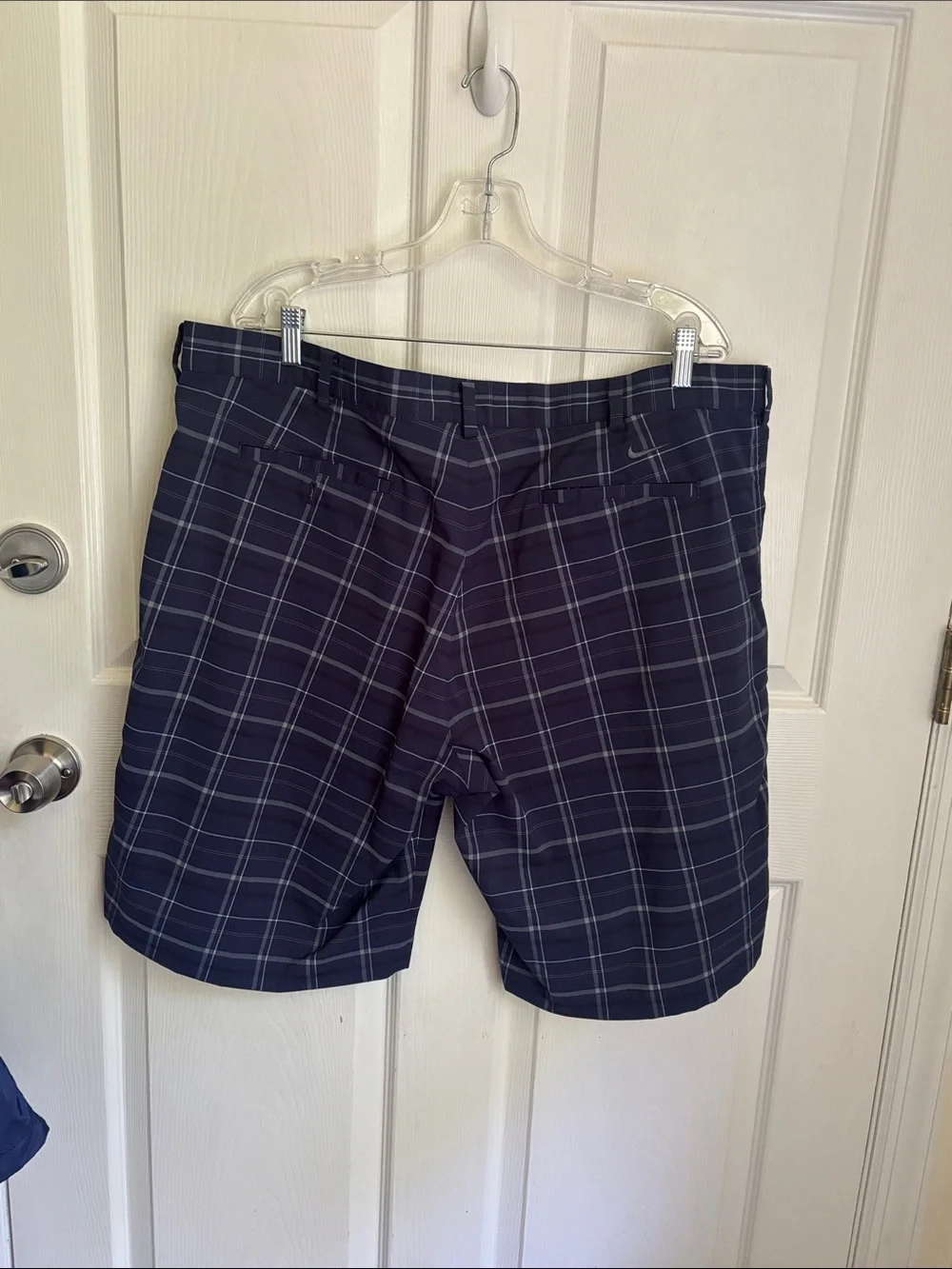 NIKE Dri Fit Golf Navy Plaid Performance Shorts Size